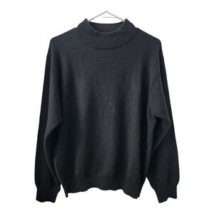 Greyland Vintage Cashmere Mock Neck Sweater Black L Cozycore Classic Fall Office